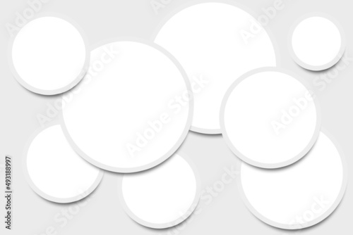  Circle photo frames set in white color with gray circular borders and an elegant layout. Used as a collage template to place your album pictures or photographs in an old classic photos look.