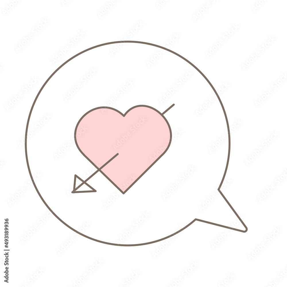 Heart pictogram balloon icon (with line) isolated