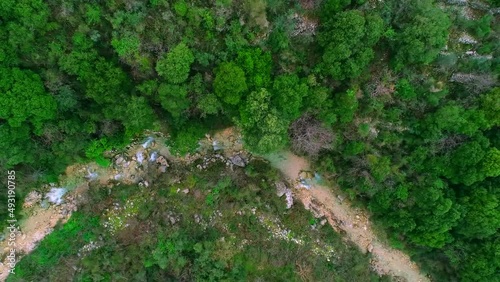 Beautiful aerial view of the river and forest in Lebanon