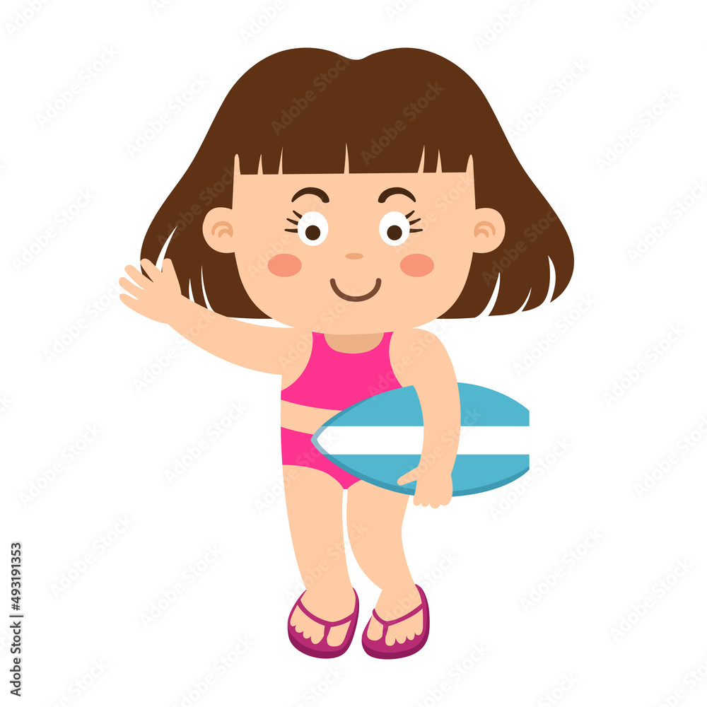 surfer girl with surfboard vector illustration surfer girl with surfboard vector illustration
