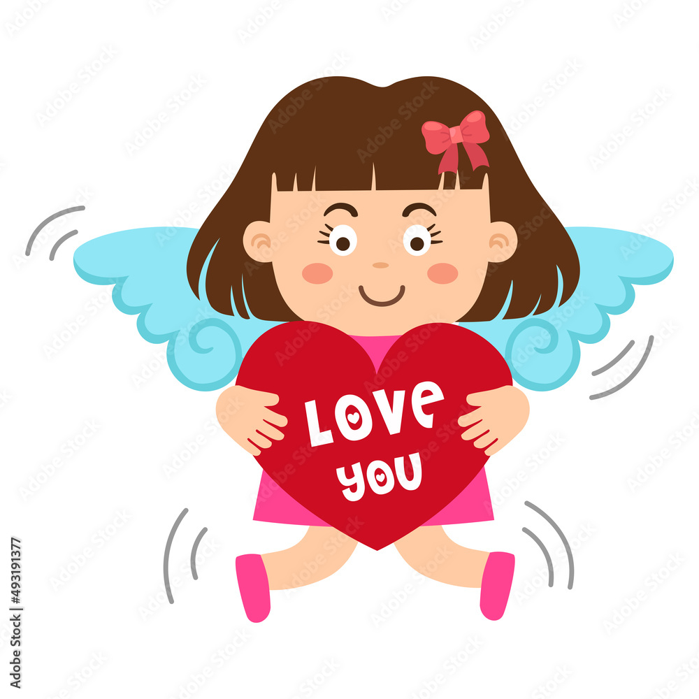 cartoon character cupid girl illustration on white background cartoon character cupid girl illustration on white background