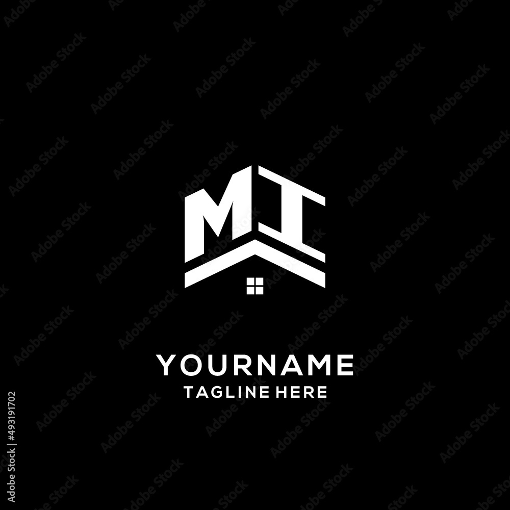 Initial MI logo with abstract home roof, simple and clean real estate ...