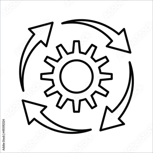 Gear Process icon on white background. Process symbol in black for your web site design