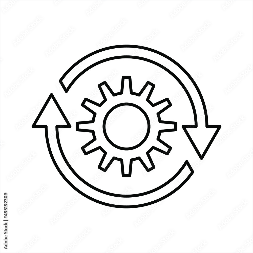 Gear Process icon on white background. Process symbol in black for your web site design Gear Process icon on white background. Process symbol in black for your web site design