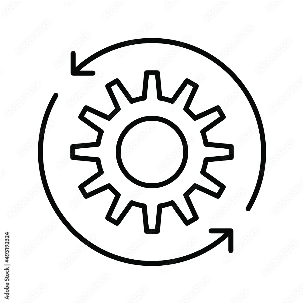 Gear Process icon on white background. Process symbol in black for your web site design Gear Process icon on white background. Process symbol in black for your web site design
