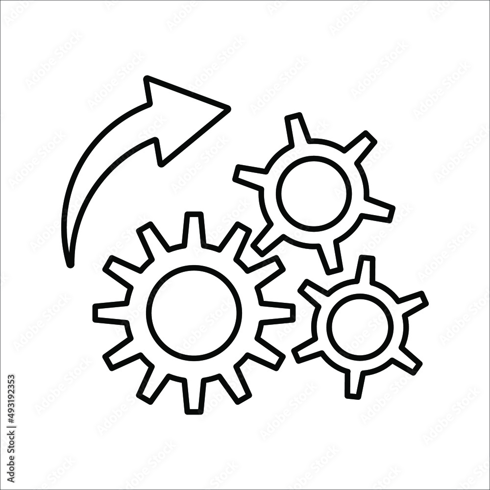 Gear Process icon on white background. Process symbol in black for your web site design