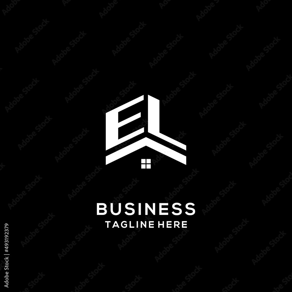 Initial EL logo with abstract home roof, simple and clean real estate ...