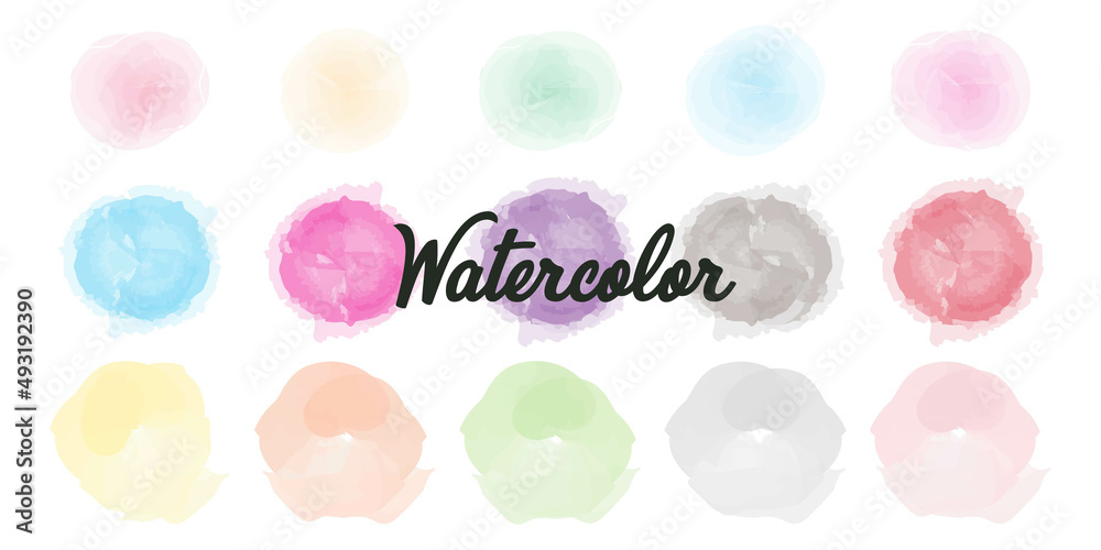 Set of circle watercolor brush element design Set of circle watercolor brush element design