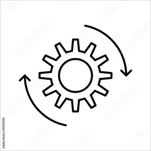 Gear Process icon on white background. Process symbol in black for your web site design