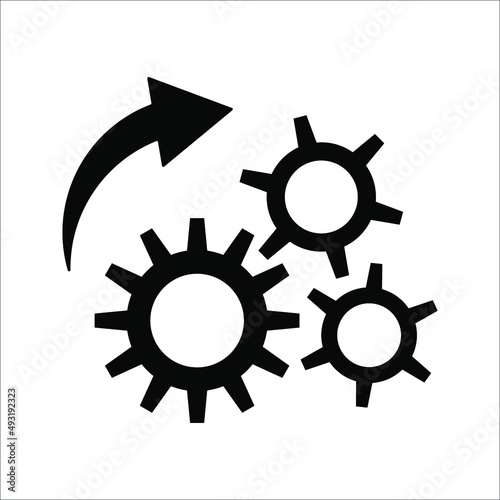 Gear Process icon on white background. Process symbol in black for your web site design