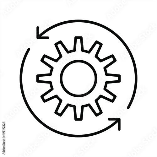Gear Process icon on white background. Process symbol in black for your web site design