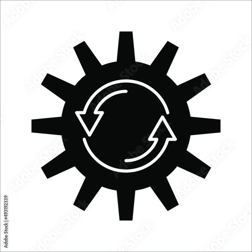 Gear Process icon on white background. Process symbol in black for your web site design