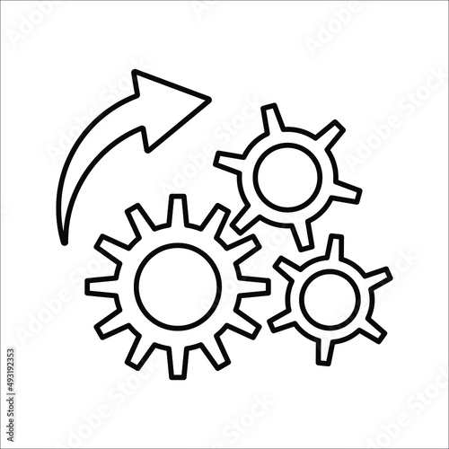 Gear Process icon on white background. Process symbol in black for your web site design