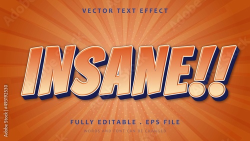 Gradient Orange 3d Word Insane Comic Zoom Fully Editable Text Effect Design Template