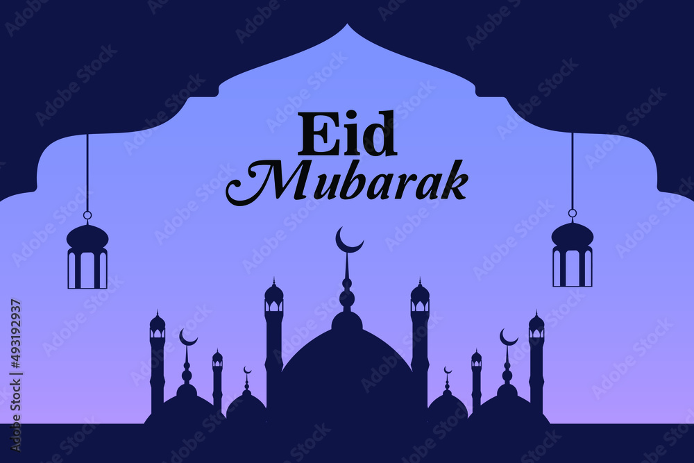 Eid mubarak background with mosque design