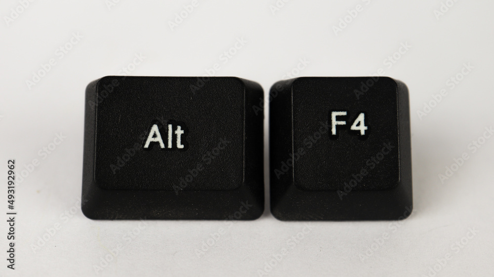 Alt F4 shortcut text created with keyboard keys, isolated on white  background, computer terminology Stock-Foto | Adobe Stock