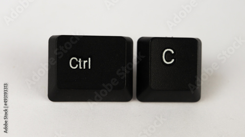 Ctrl c shortcut text created with keyboard keys, isolated on white background, computer terminology