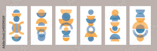Geometric vertical icons, abstract shares ib blue and yellow watercolor design