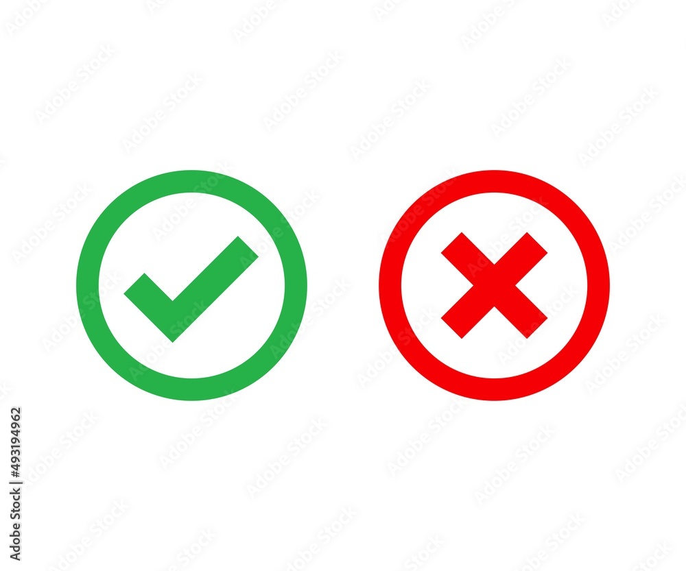 Check mark and x mark Vector icon. Cross Mark and Check mark icon Check mark and x mark Vector icon. Cross Mark and Check mark icon