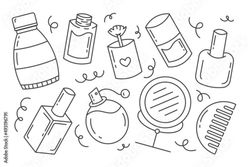 Wallpaper Mural A set of elements of decorative and care cosmetics. Isolated on a white background. Beauty and self-care. Torontodigital.ca