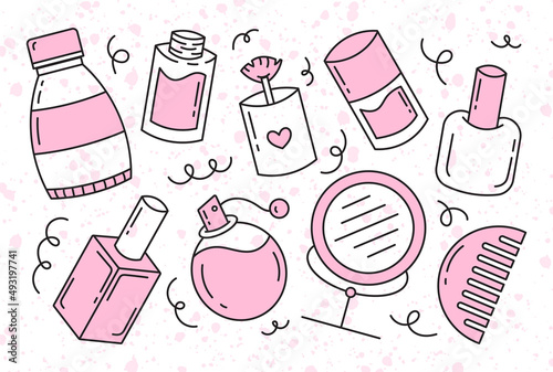 Wallpaper Mural A set of elements of decorative and care cosmetics. Isolated on a white background. Beauty and self-care. Torontodigital.ca
