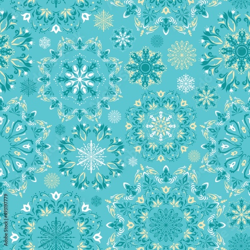 Vector turquoise christmas pattern