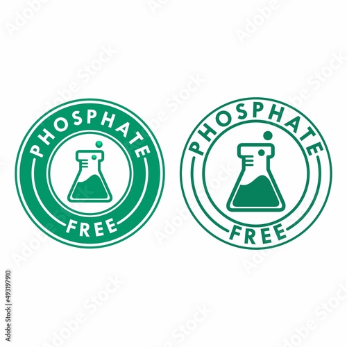 Phosphate free logo template illustration. Vector chemical test tube seal and phosphate free product warranty seal