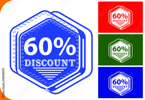 60 percent off new offer logo and icon design template