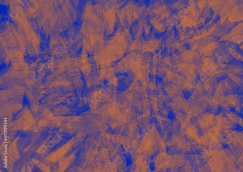 Abstract art background navy blue and brown colors. Watercolor painting on canvas with soft orange gradient.