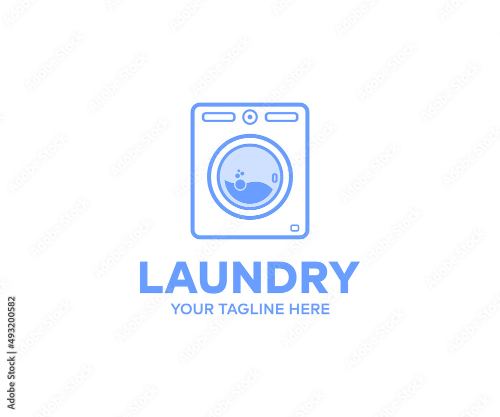 Modern washing machine with laundry logo design. Laundry, dryer, washing machine vector design and illustration.