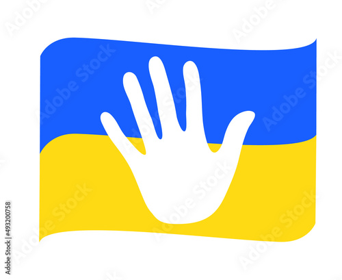 Ukraine Emblem Flag Ribbon And Hand Symbol National Europe Abstract Vector Design