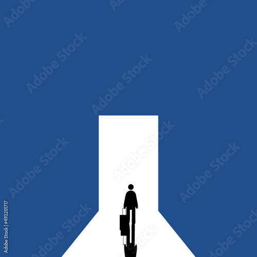 Abstract Door open Light out technology background. Hitech communication concept innovation background. Abstract open door to universe
