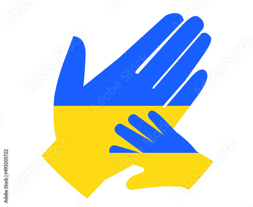Ukraine National Europe Emblem Flag Hands Abstract Symbol Vector illustration Design