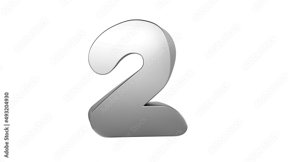 Silver metellic 3D font number 2, Premium 3d illustration. Silver metellic 3D font number 2, Premium 3d illustration.