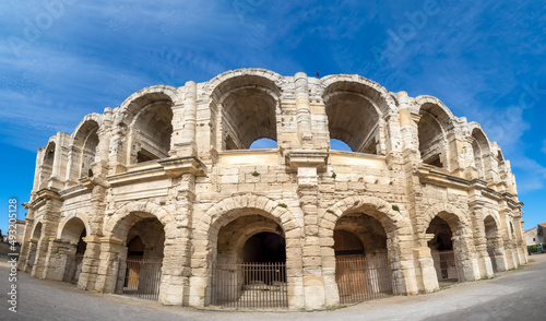 The Roman Amphitheatre of (Arènes d'Arles), Arles, Bouches-du-Rhône, Provence, France. Roman and Romanesque Monuments of Arles are UNESCO World Heritage