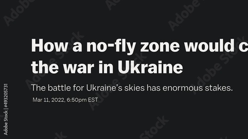 War in Ukraine, Russia Invasion  headline titles across international media in Black background