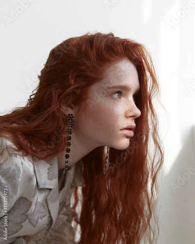 Fashion model posing in studio