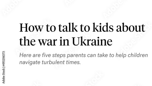 War in Ukraine, Russia Invasion  headline titles across international media in white background