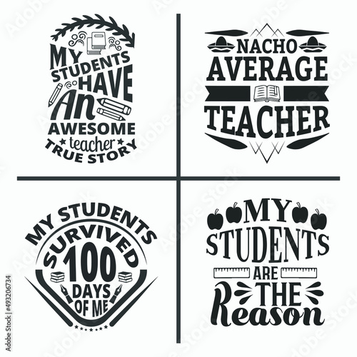 Teacher typographic quotes design bundle vector.