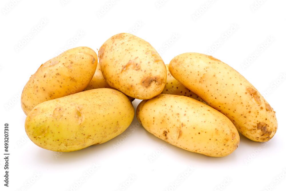 Raw potatoes isolated on white background. Raw potatoes isolated on white background.