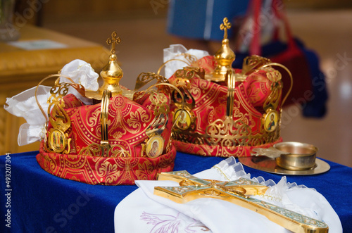 Orthodox Church.  Wedding. Old russian traditional wedding in orthodox church. religion