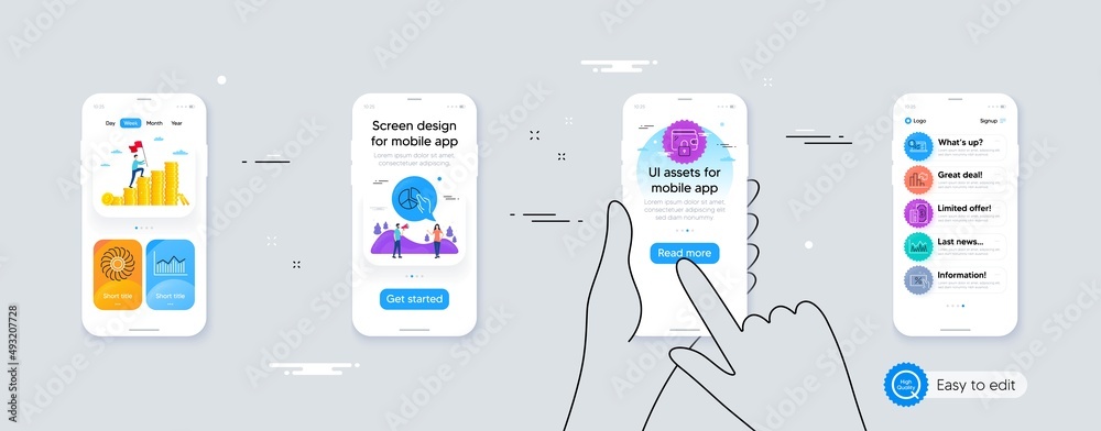 Set of Discount coupon, Fan engine and Wallet line icons. Phone ui interface. Include Online accounting, Decreasing graph, Investment icons. Payment, Pie chart, Money diagram web elements. Vector Set of Discount coupon, Fan engine and Wallet line icons. Phone ui interface. Include Online accounting, Decreasing graph, Investment icons. Payment, Pie chart, Money diagram web elements. Vector