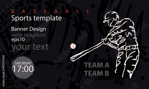Vector design for baseball. Sports template on a black background.