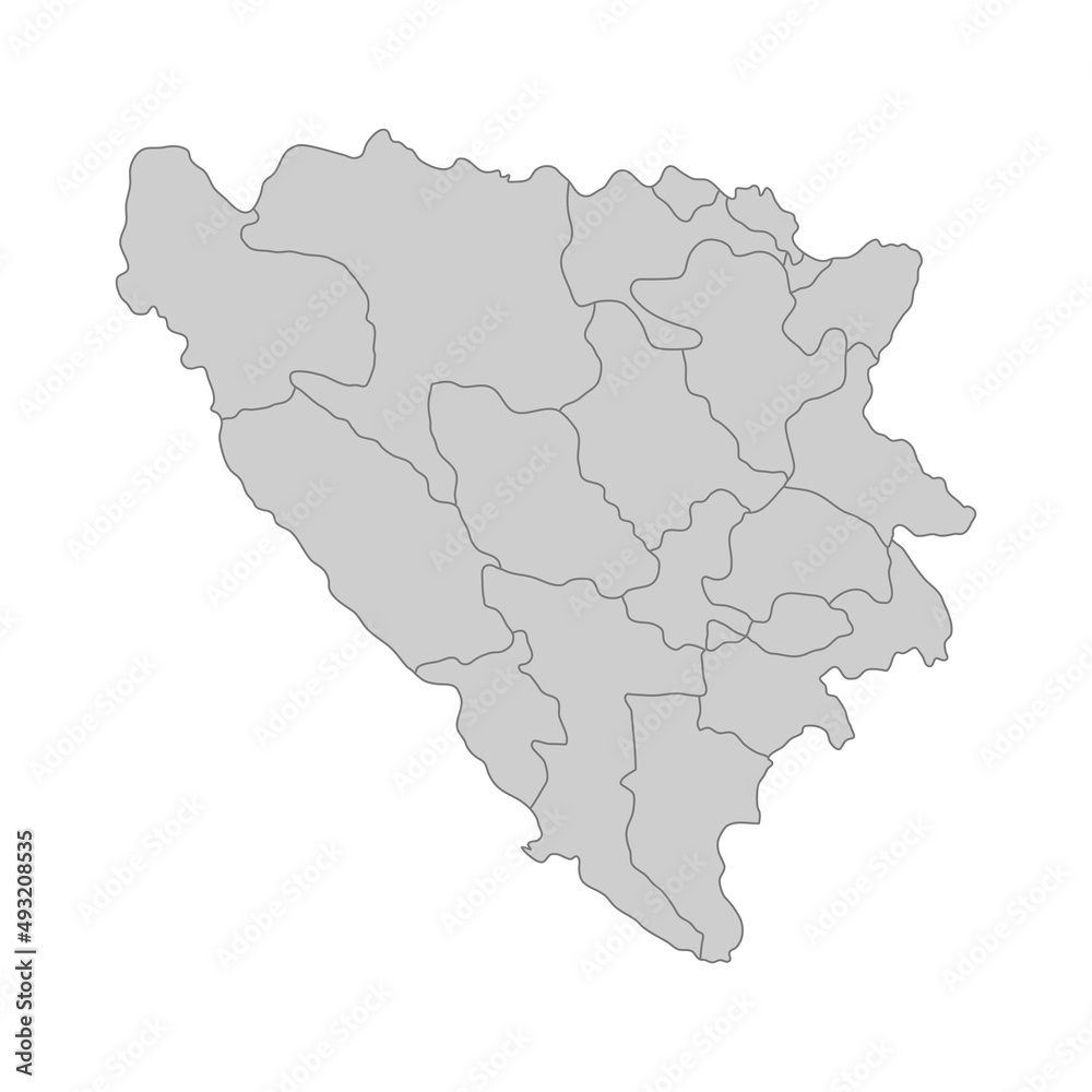 Outline political map of the Bosnia and Herzegovina. High detailed vector illustration.