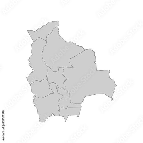 Outline political map of the Bolivia. High detailed vector illustration.