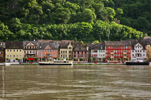 Embankment of Rhine river in Sankt Goar am Rhein. Germany photo