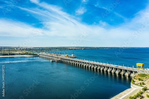 Large Hydrostation bridge on Volga - Volzhsky