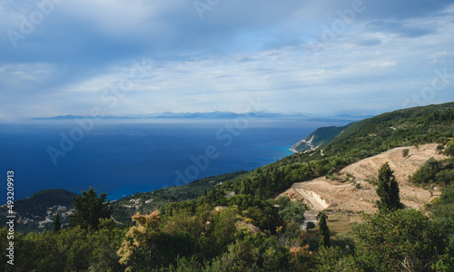 Landscape of Lefkada Island  Greece. impressive landscape and blue sea with cloudy sky
