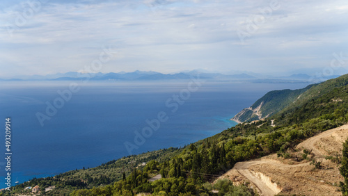 Landscape of Lefkada Island, Greece. impressive landscape and blue sea with cloudy sky