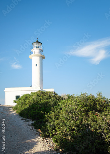 White lighthouse at the Greek island Lefkada  Cape of Ducato.